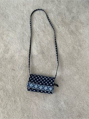 Vera Bradley Navy and White Patterned Crossbody Bag